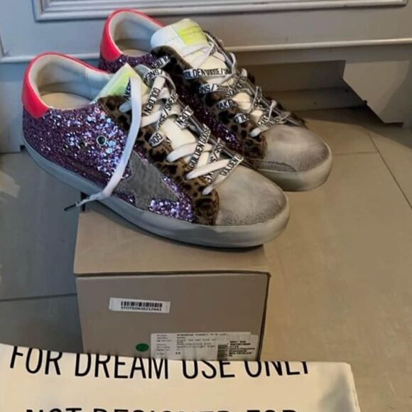 Authentic Golden Goose Purple Glitter Hot Pink Heel & leopard Superstar shoes - Picture 2 of 11